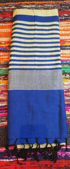 Scarf - Blue Wide Stripe - Handmade