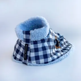 Sherpa Winter Coat - Navy Gingham Check