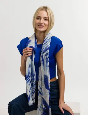 Silouette Leaf Print Cotton Scarf