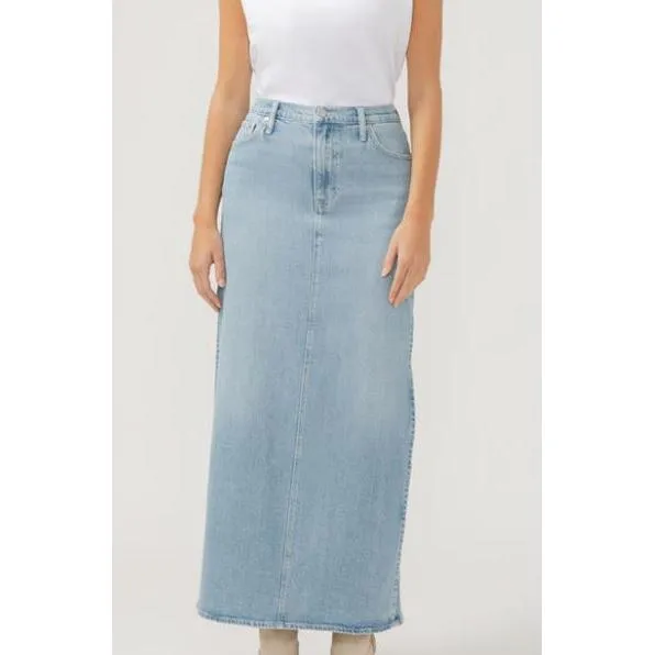 Silver Women's Slice Maxi Skirt-Indigo