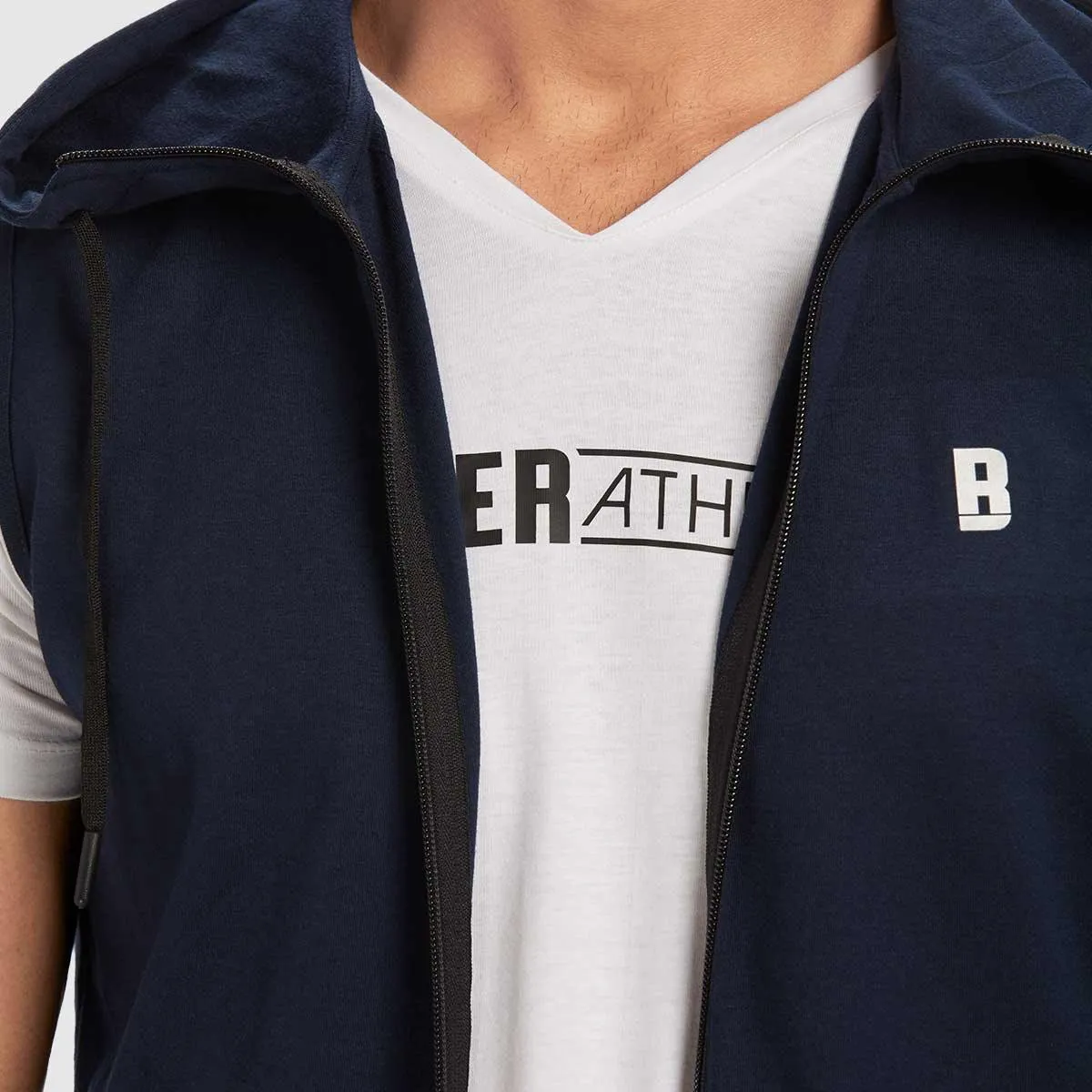 Sleeveless Hoodie - Navy Blue