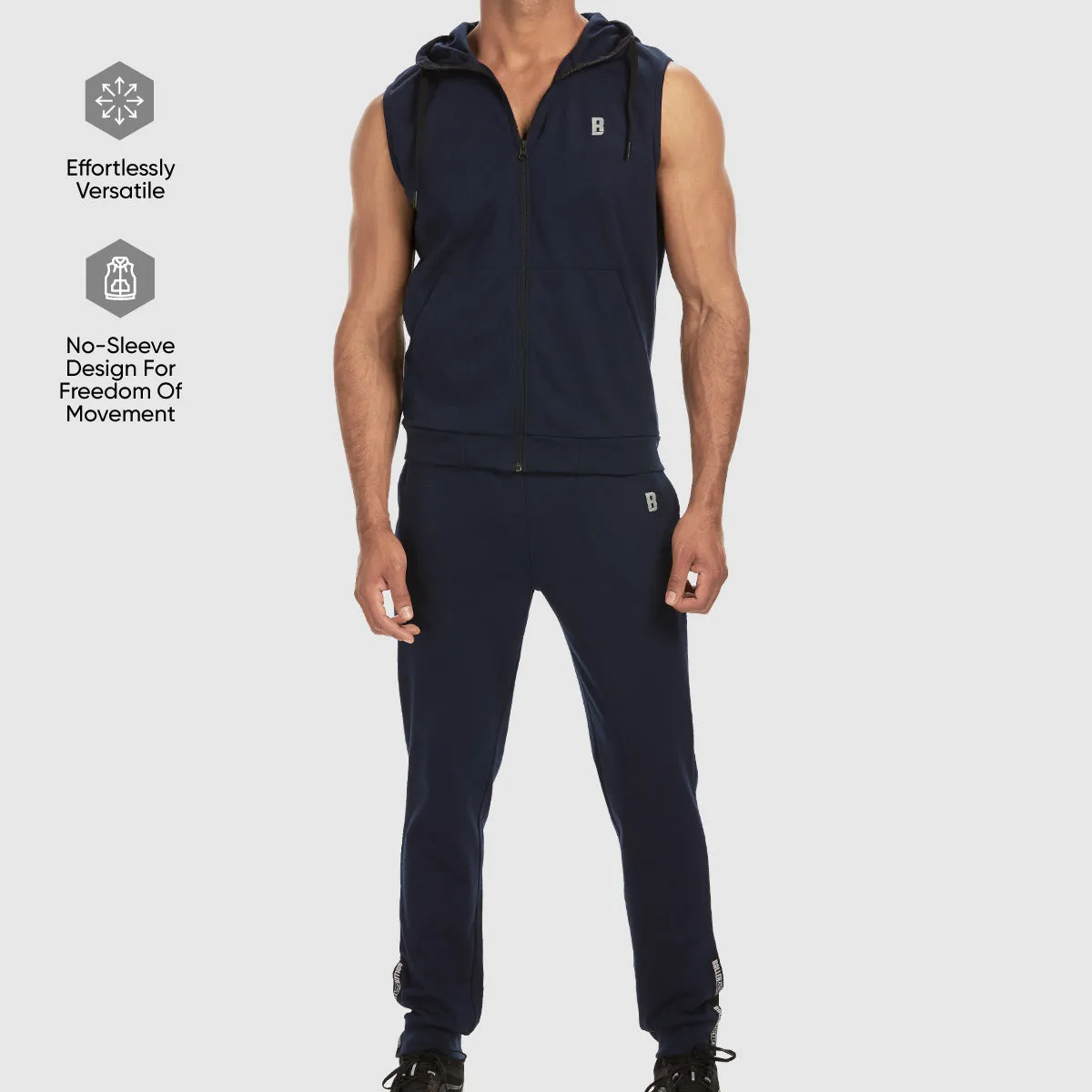 Sleeveless Hoodie - Navy Blue
