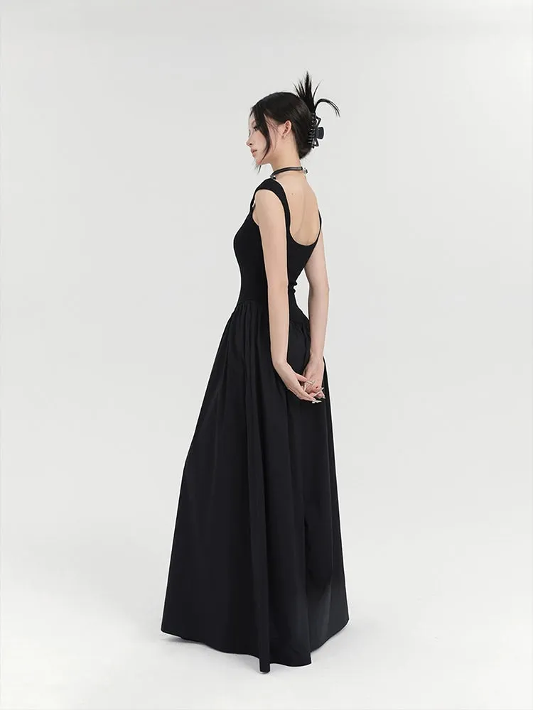 Sleeveless Vintage Square Neckline Maxi Dress
