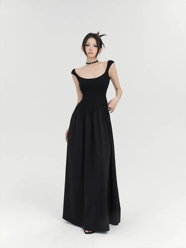 Sleeveless Vintage Square Neckline Maxi Dress
