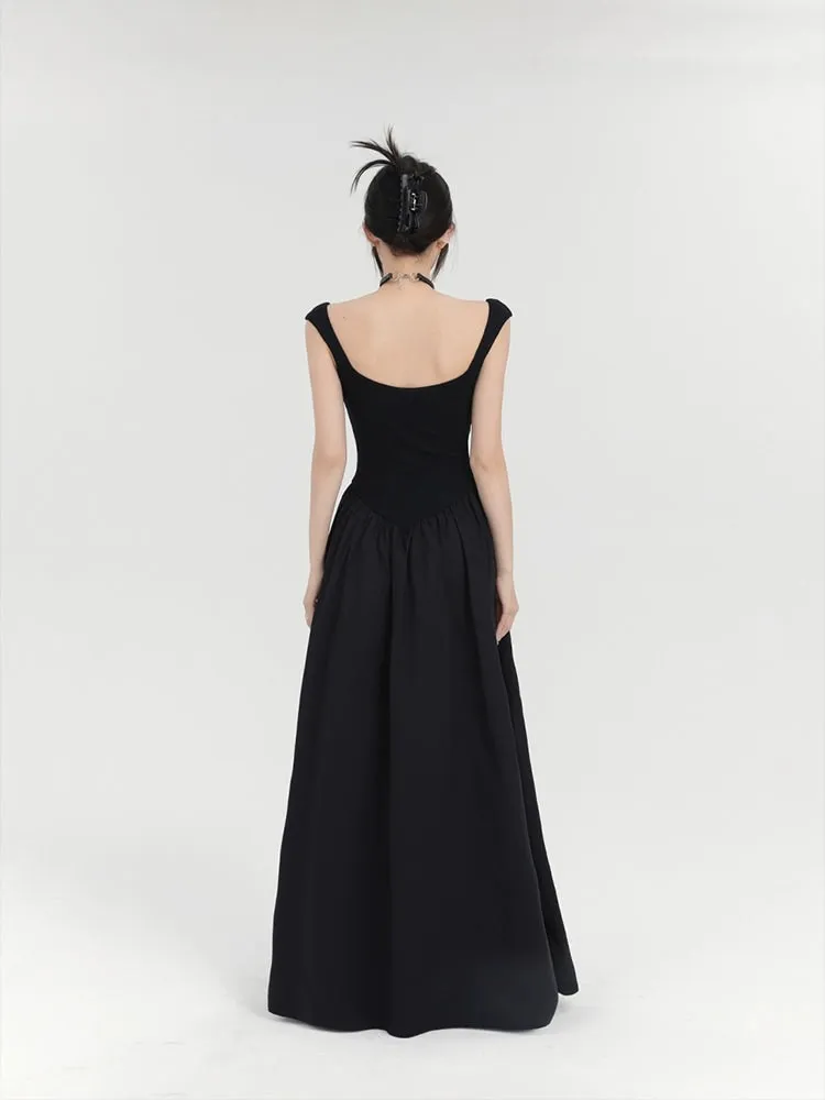 Sleeveless Vintage Square Neckline Maxi Dress