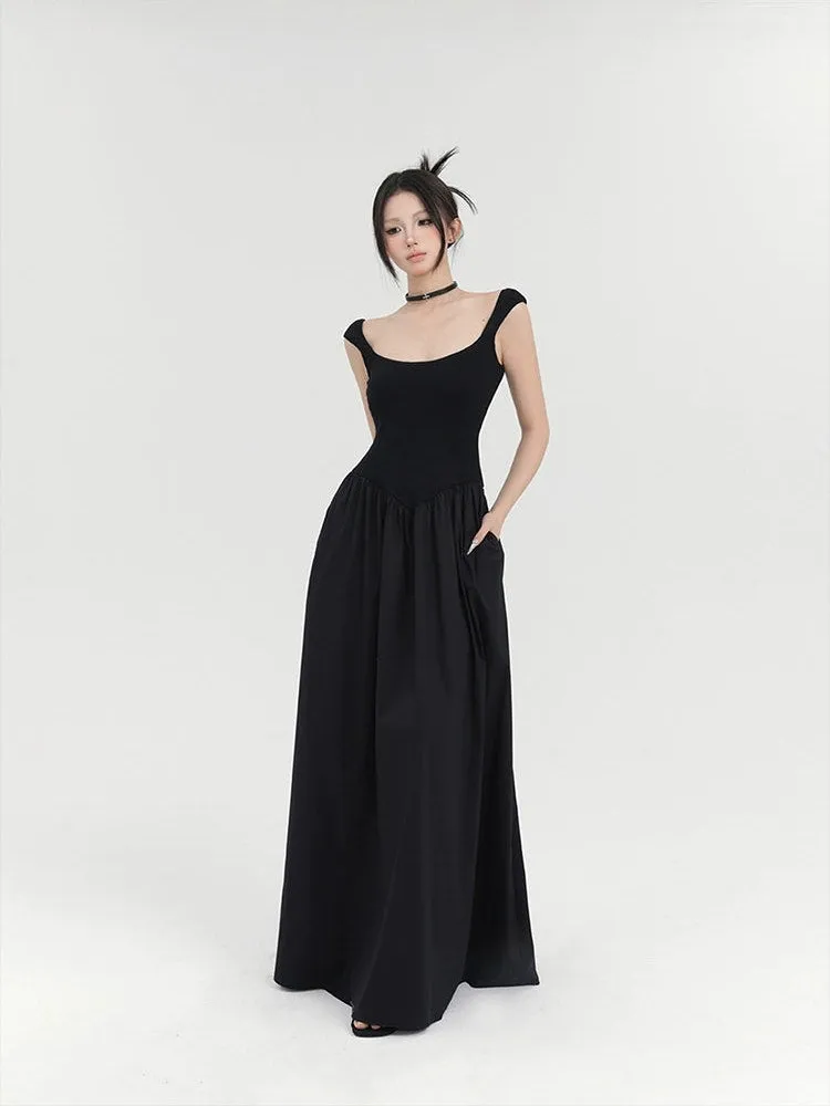 Sleeveless Vintage Square Neckline Maxi Dress