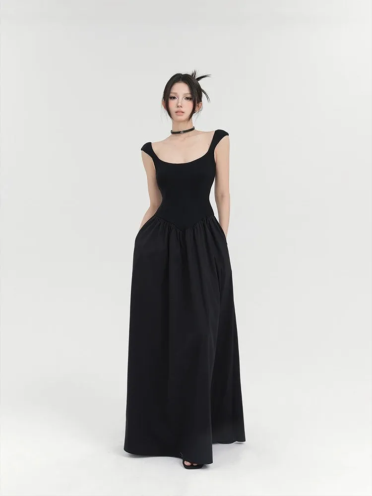 Sleeveless Vintage Square Neckline Maxi Dress
