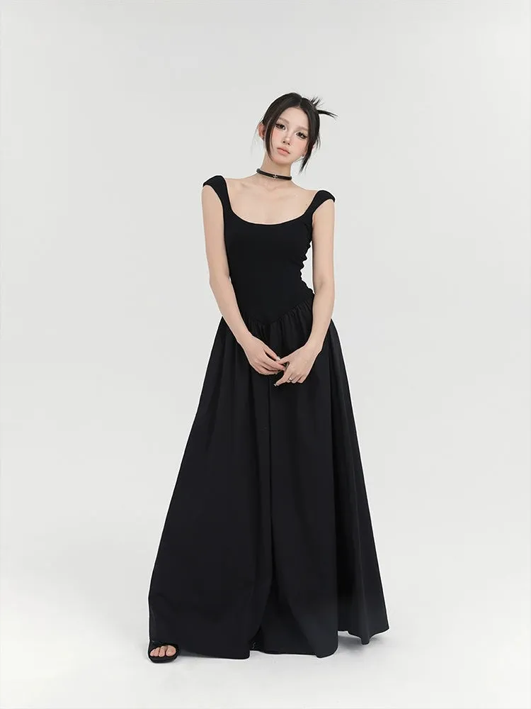 Sleeveless Vintage Square Neckline Maxi Dress