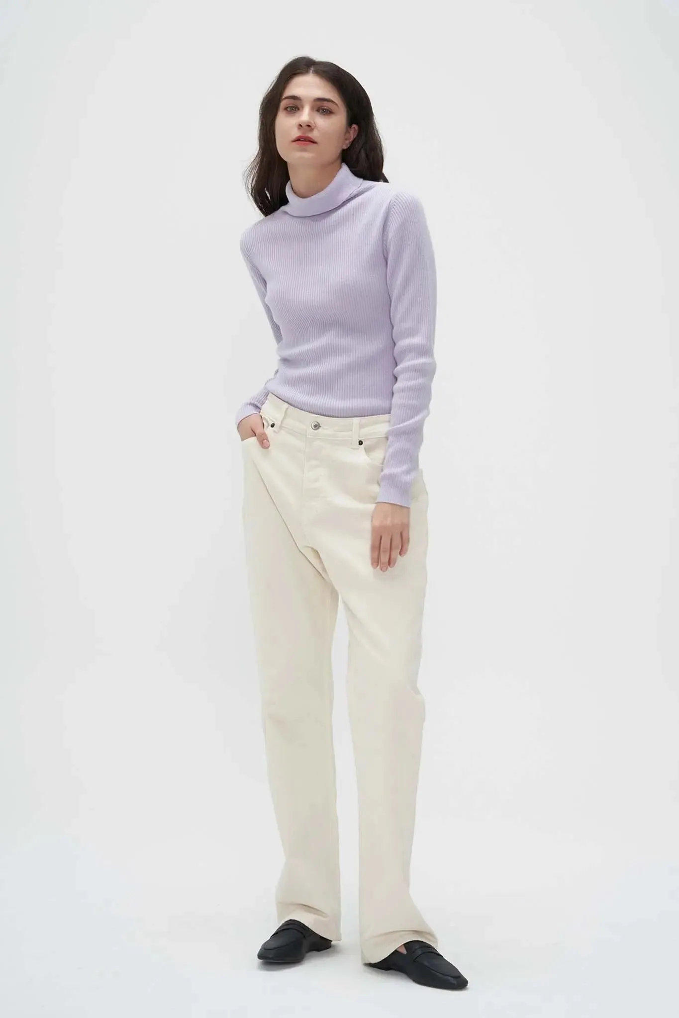 Slim Turtleneck Sweater in Cashmere and Wool