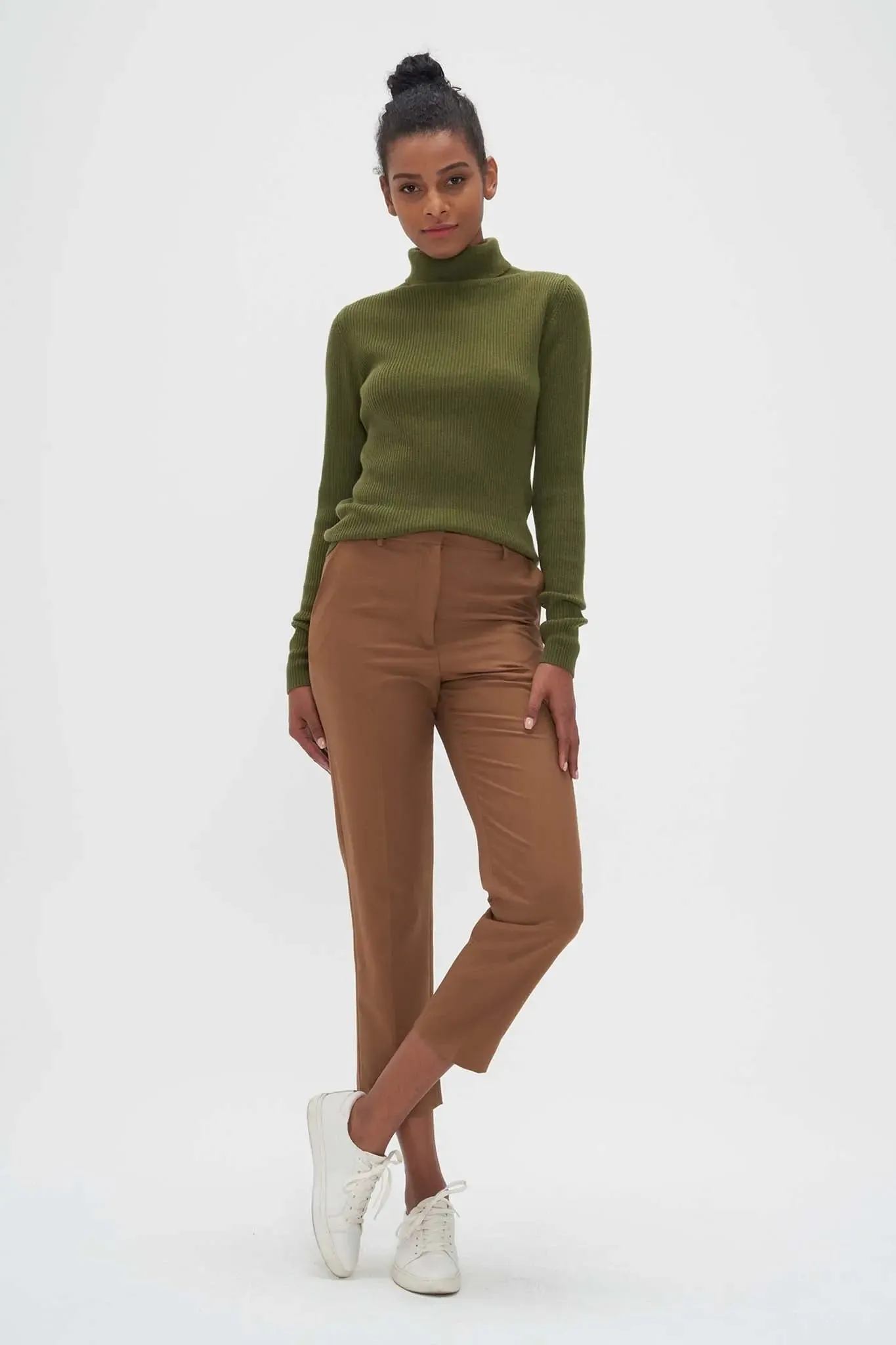 Slim Turtleneck Sweater in Cashmere and Wool