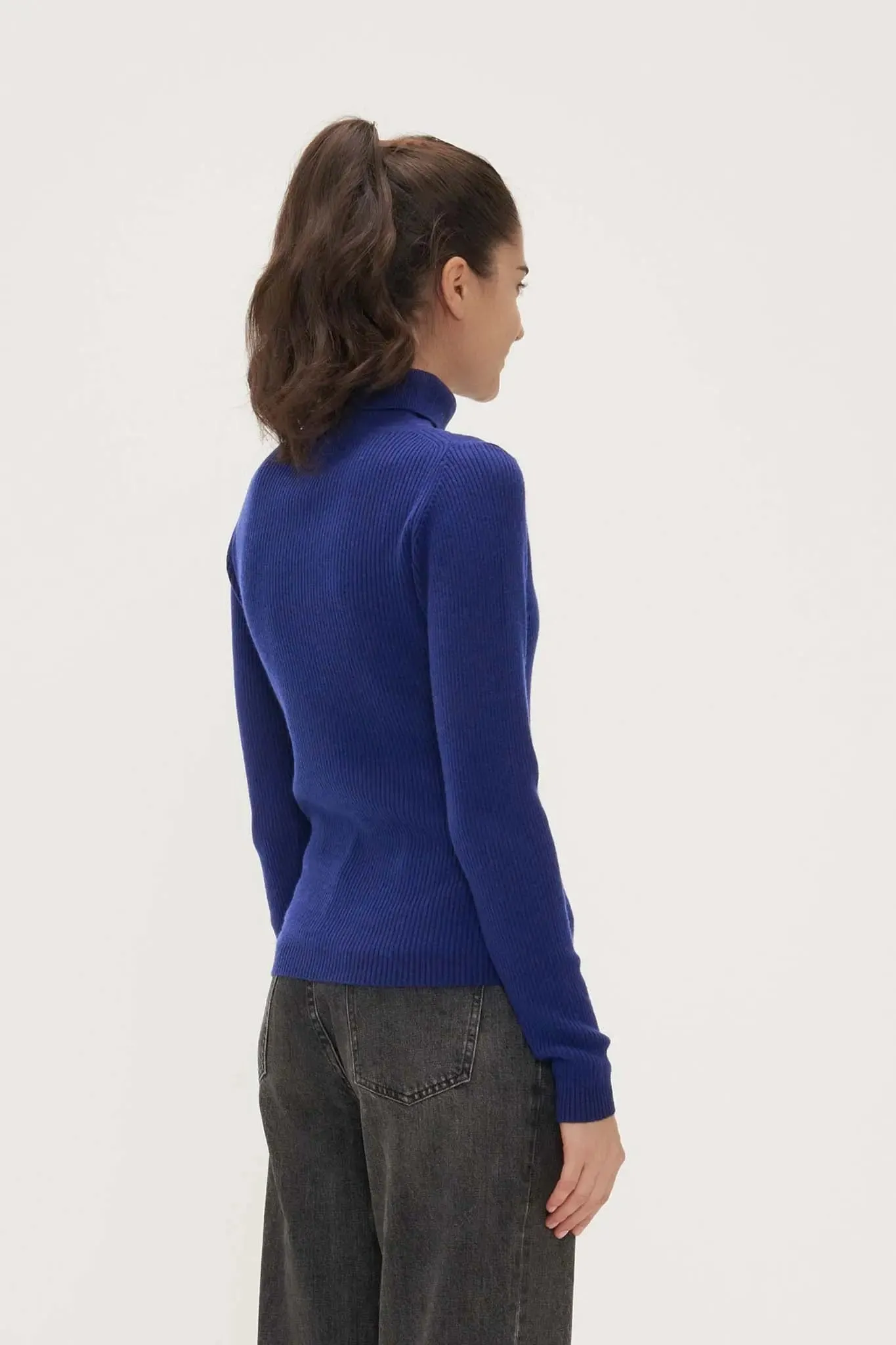 Slim Turtleneck Sweater in Cashmere and Wool