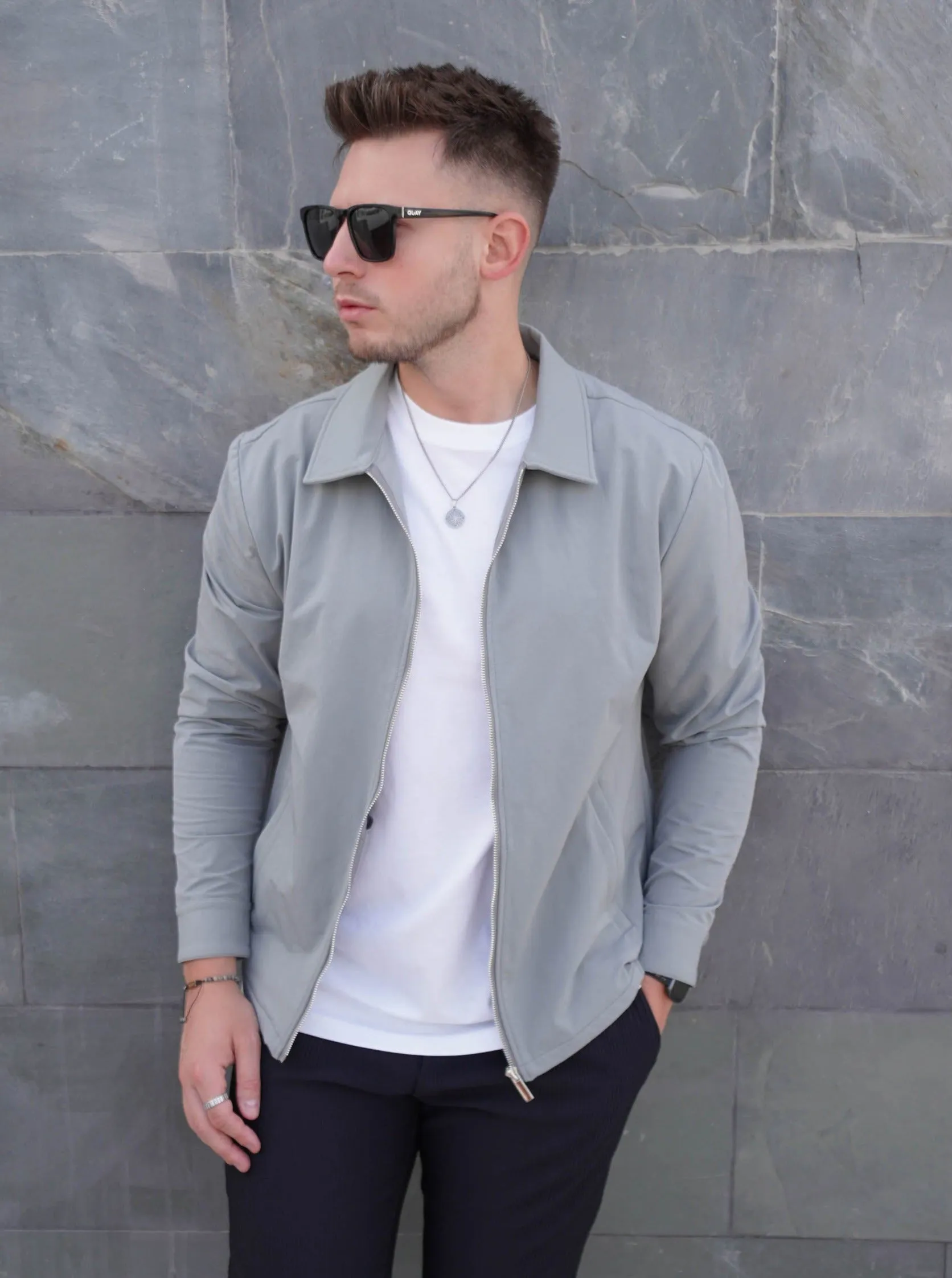 Smart Stretch Jacket In Mid Grey