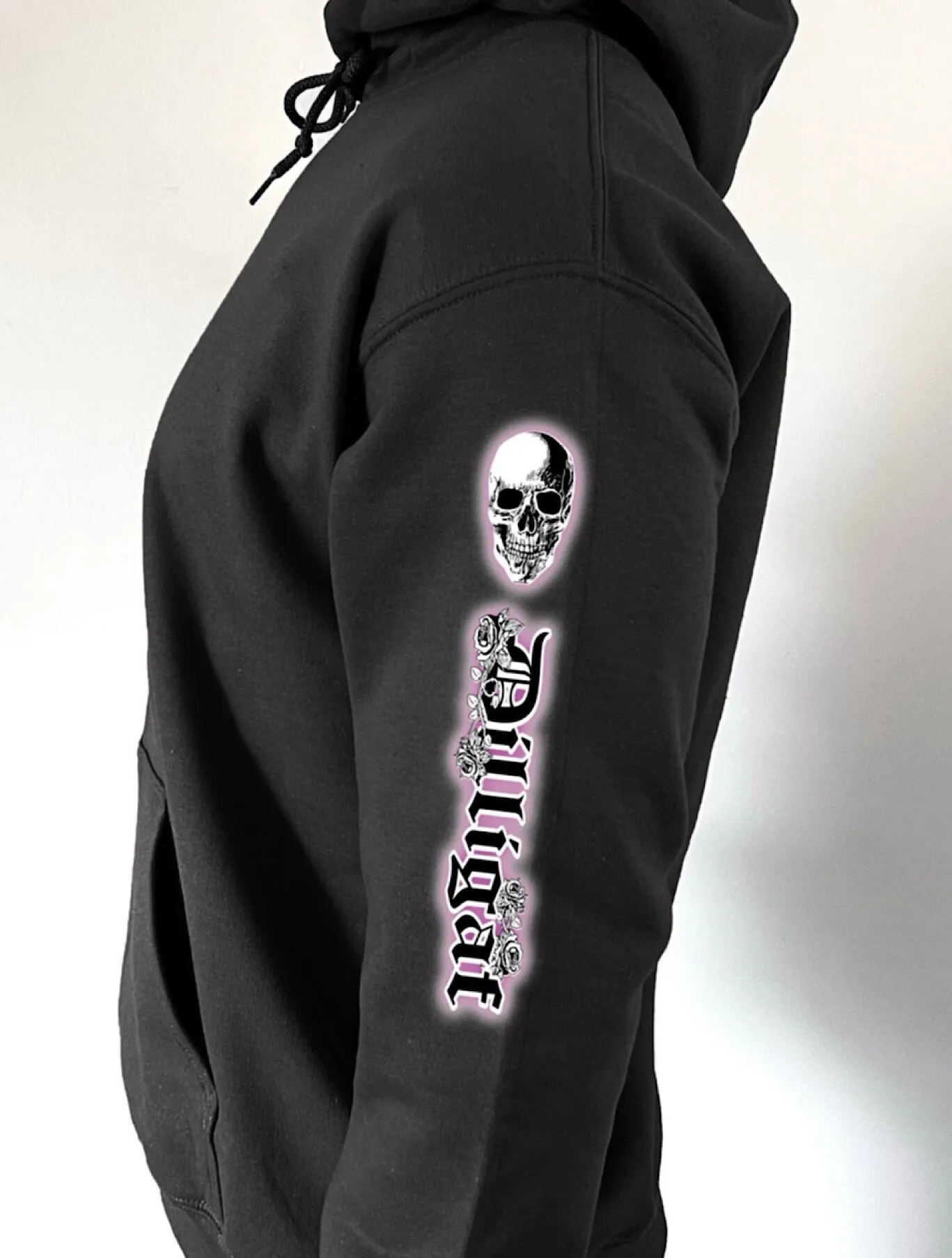 Smokey Purple Rose Skull Pullover Hoodie