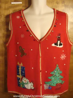 Snowman Relaxing Tacky Christmas Sweater Vest