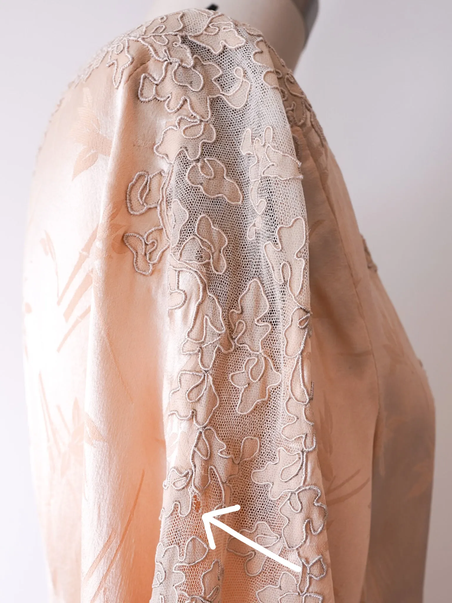 Soft Peach Satin & Lace Wrap Dress