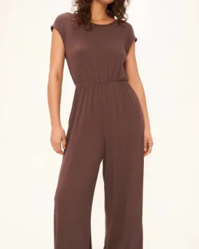 Southside Scoop Neck Rib Jumpsuit in Rich Oak | Rich Oak