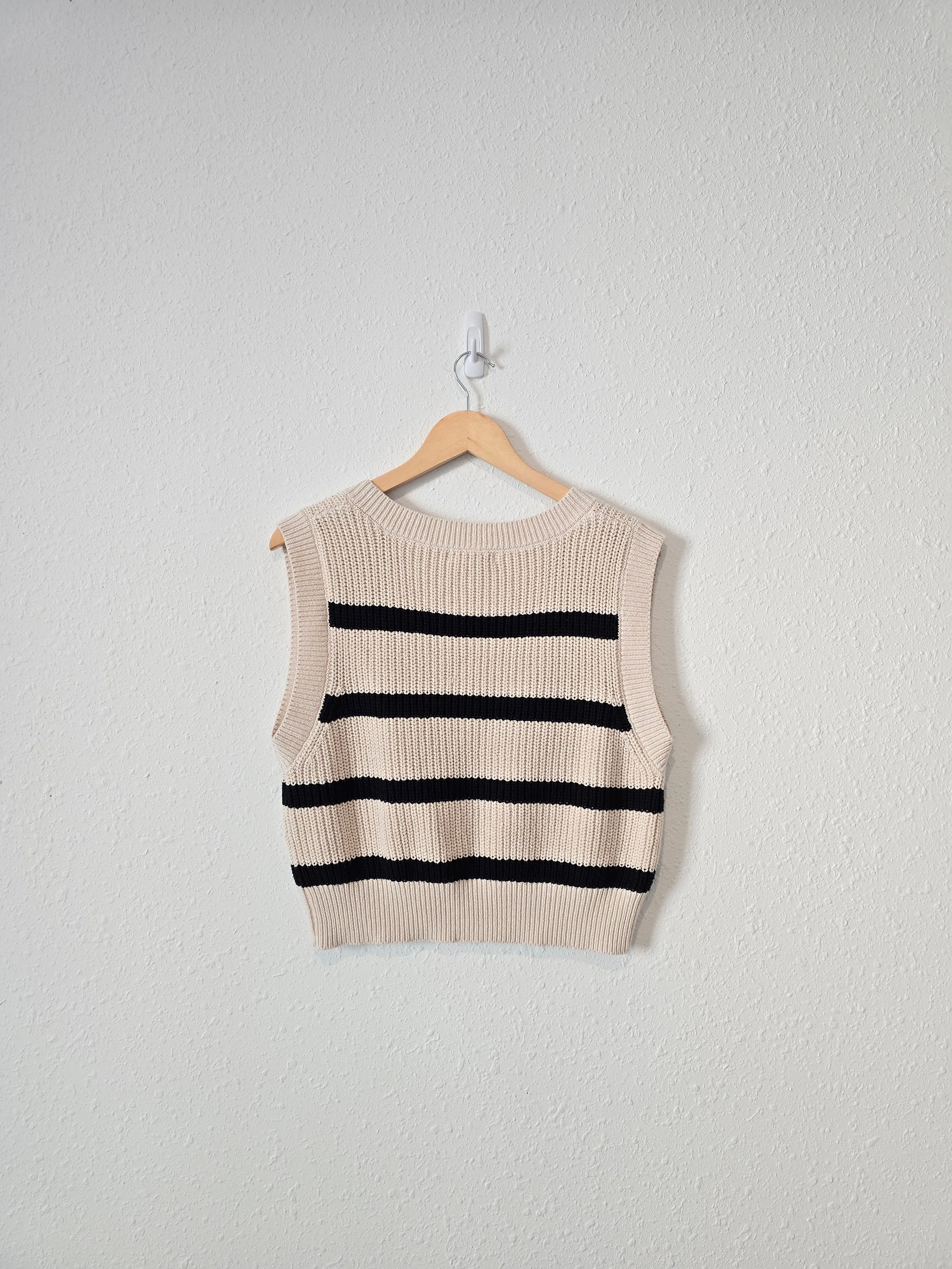 Striped Crop Sweater Vest (M)