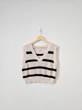 Striped Crop Sweater Vest (M)