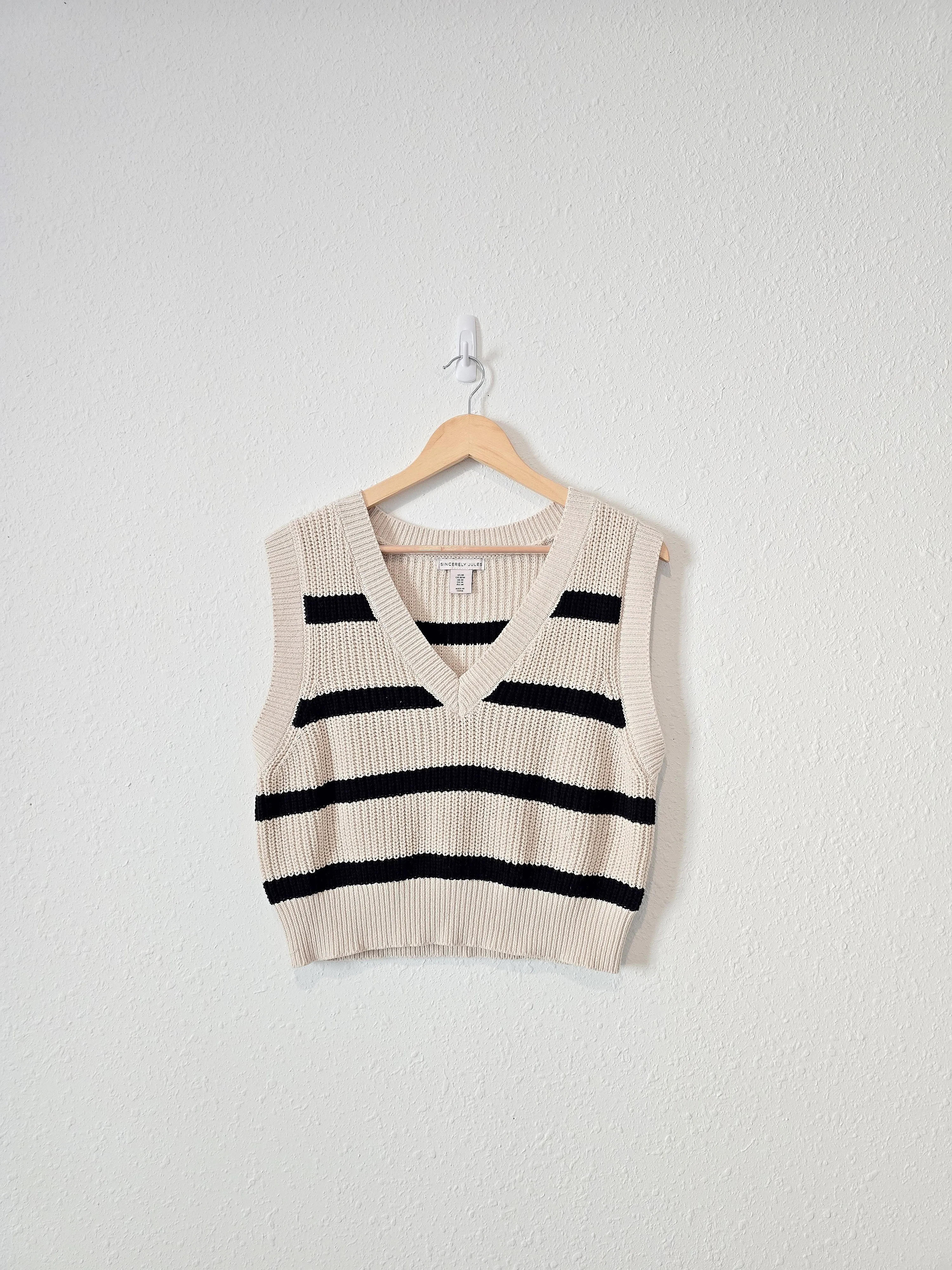 Striped Crop Sweater Vest (M)