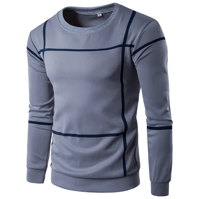 Striped Long Sleeve Men T-shirt O Neck