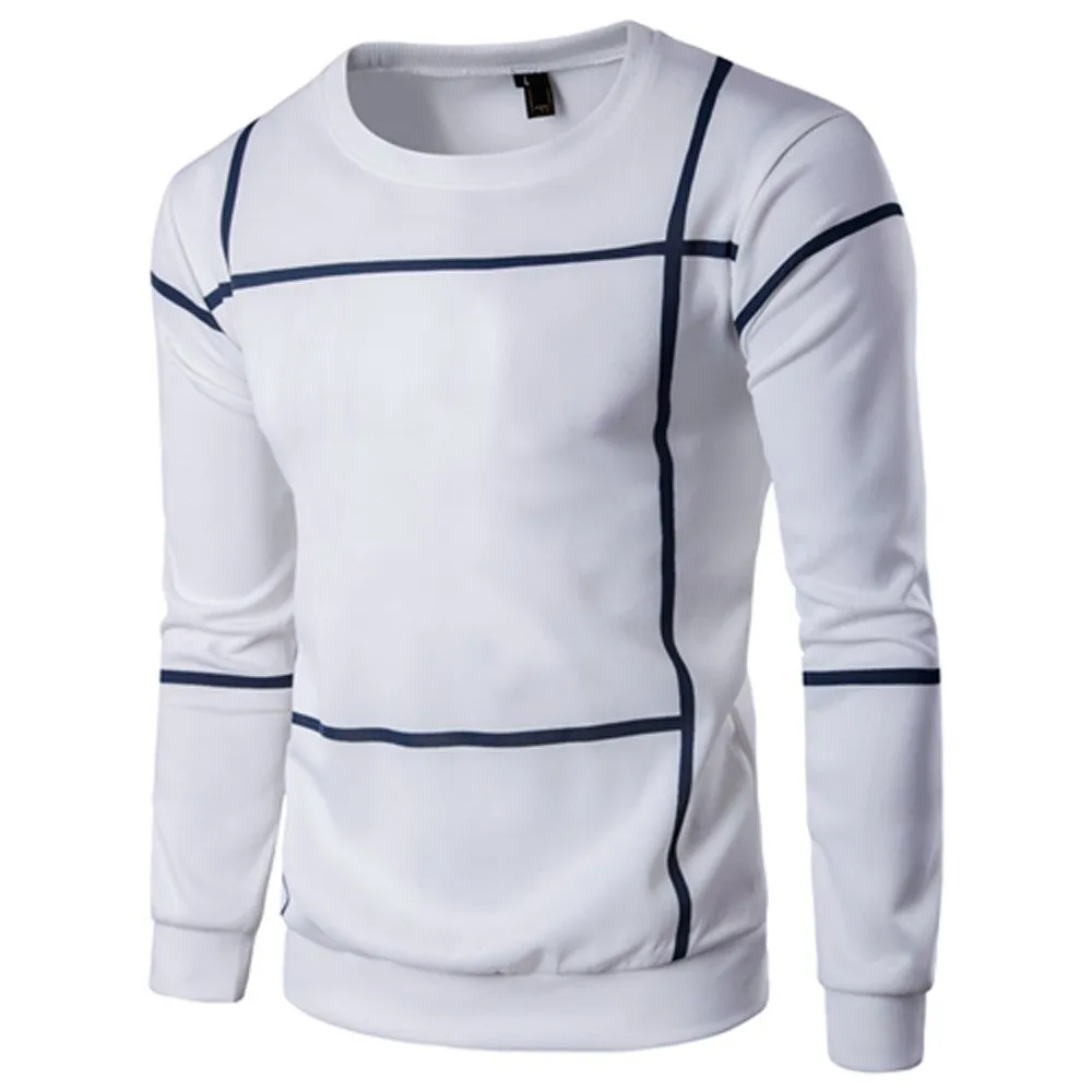 Striped Long Sleeve Men T-shirt O Neck
