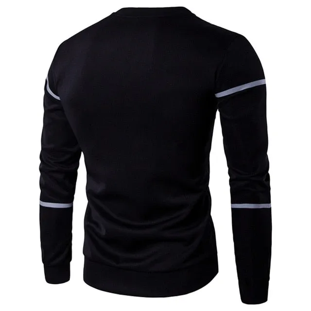 Striped Long Sleeve Men T-shirt O Neck
