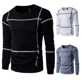 Striped Long Sleeve Men T-shirt O Neck