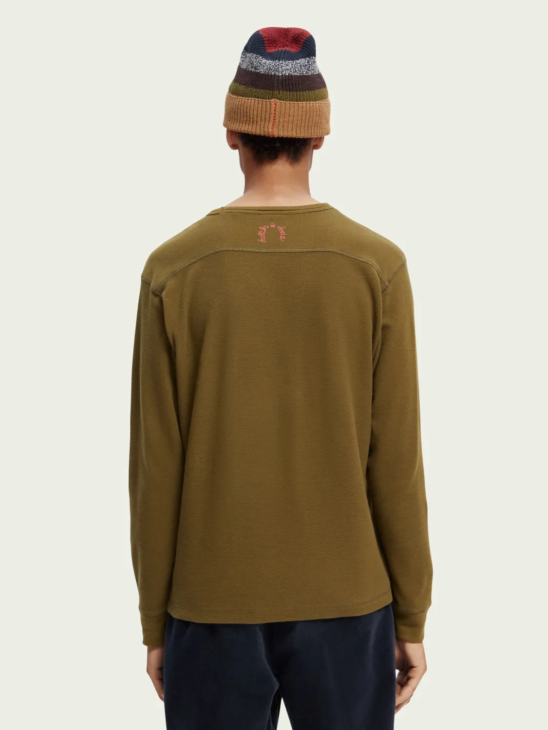 Structured Waffle Long Sleeve T-Shirt (Military)