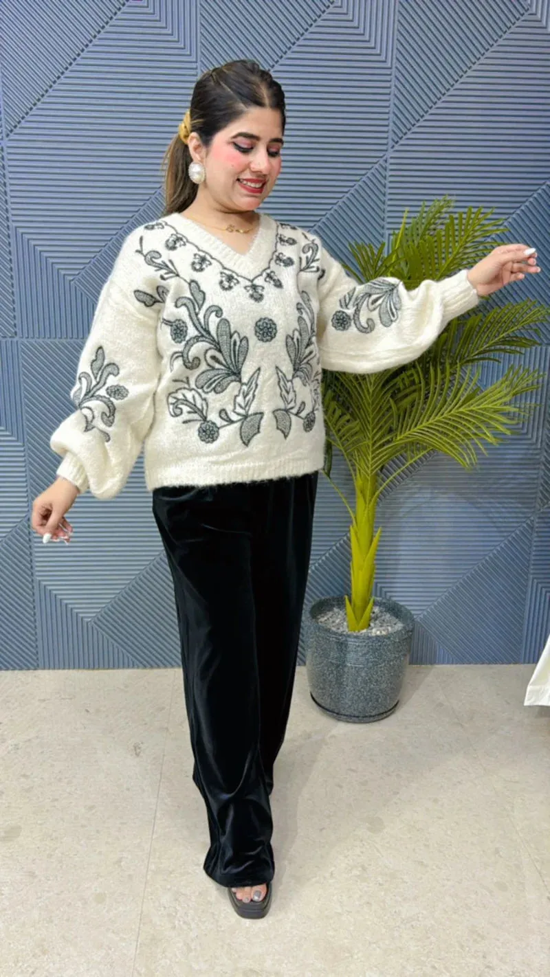 Stunning Sweater With Thread Work GGR874