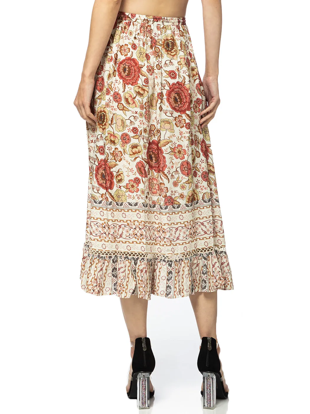 Sunflower Print Midi Maxi Skirt
