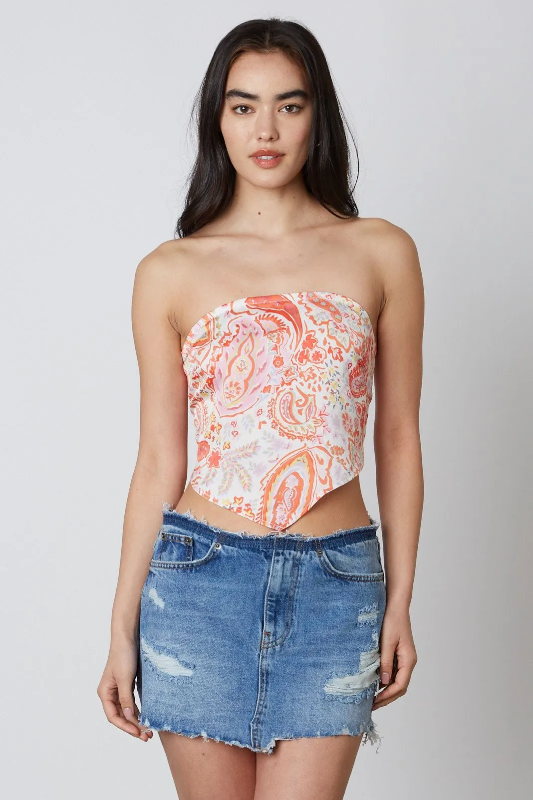 Tahlia Coral Paisley Print Scarf Top
