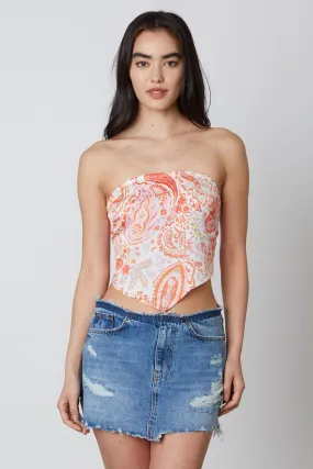 Tahlia Coral Paisley Print Scarf Top