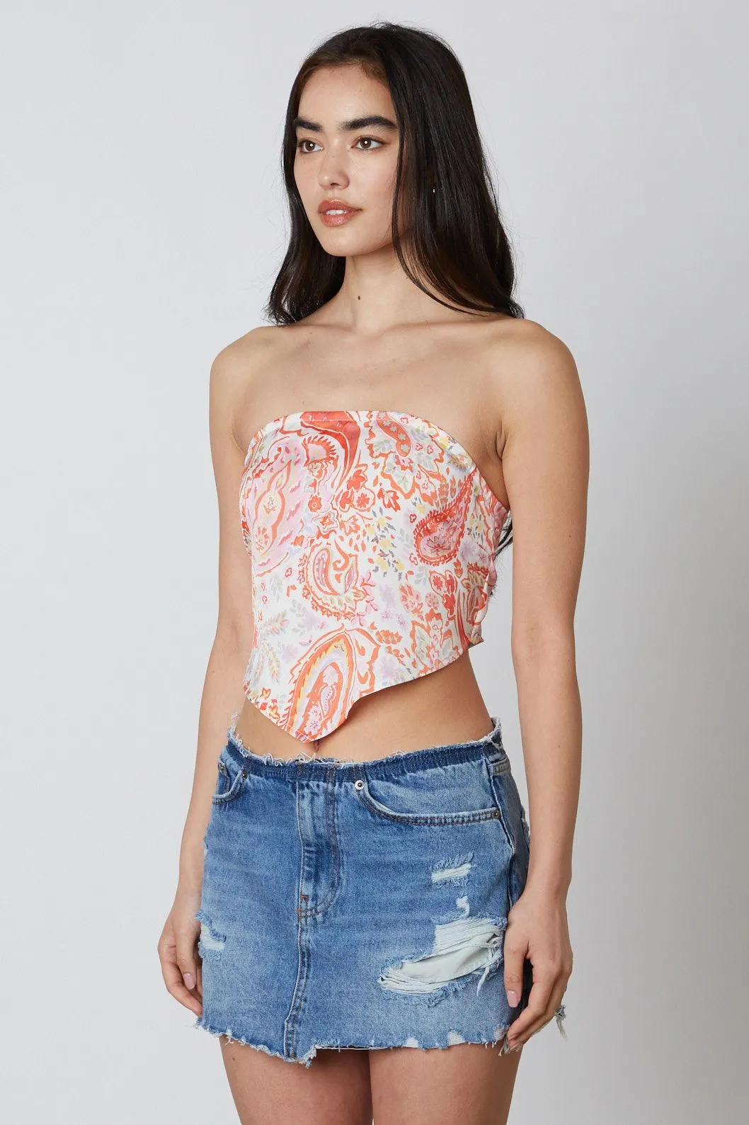 Tahlia Coral Paisley Print Scarf Top