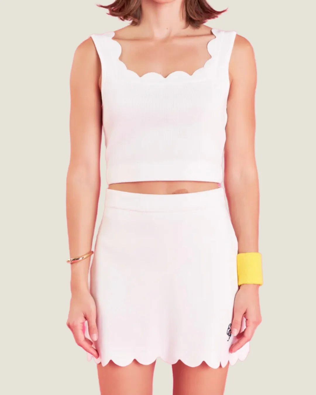 The Landry: Scalloped Sleeveless Crop Top