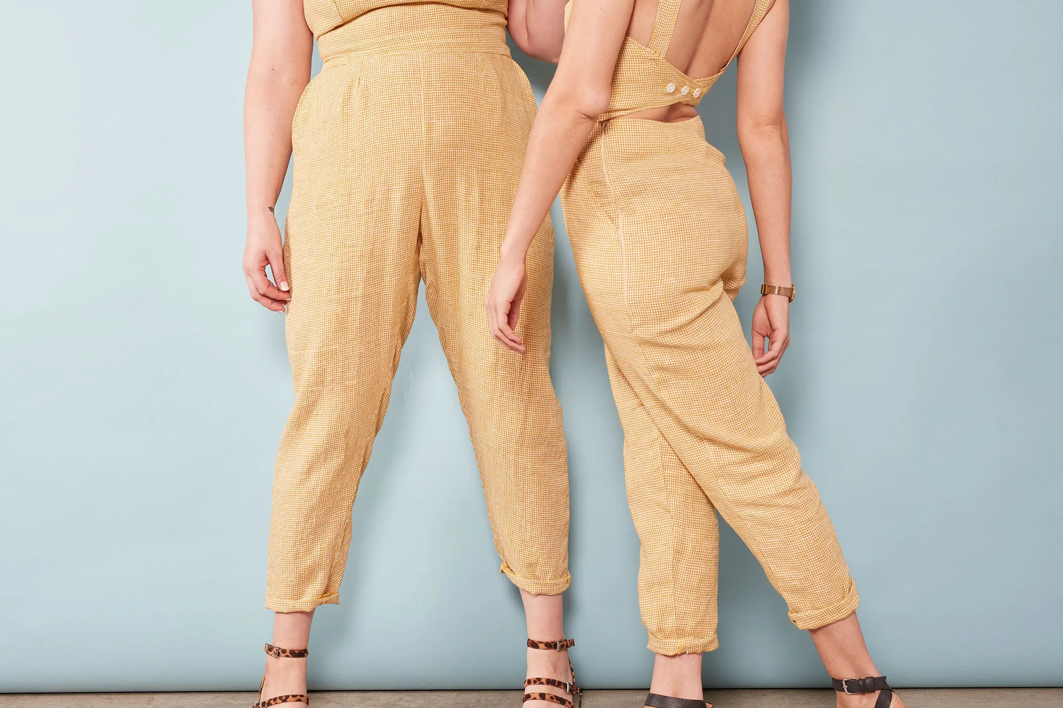 The Sisterhood ezp® Jumpsuit Mustard Gingham Linen