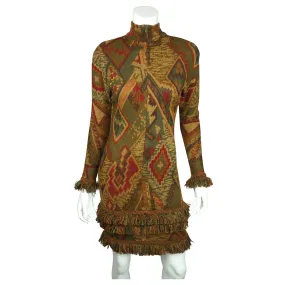 Tristano Onofri Dress Wool Knit Size 8 Medium Italian German Design