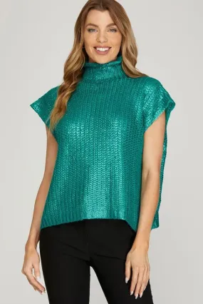 TURQUOISE KNIT TURTLENECK
