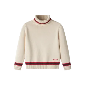 turtleneck sweater with contrast edging - cream