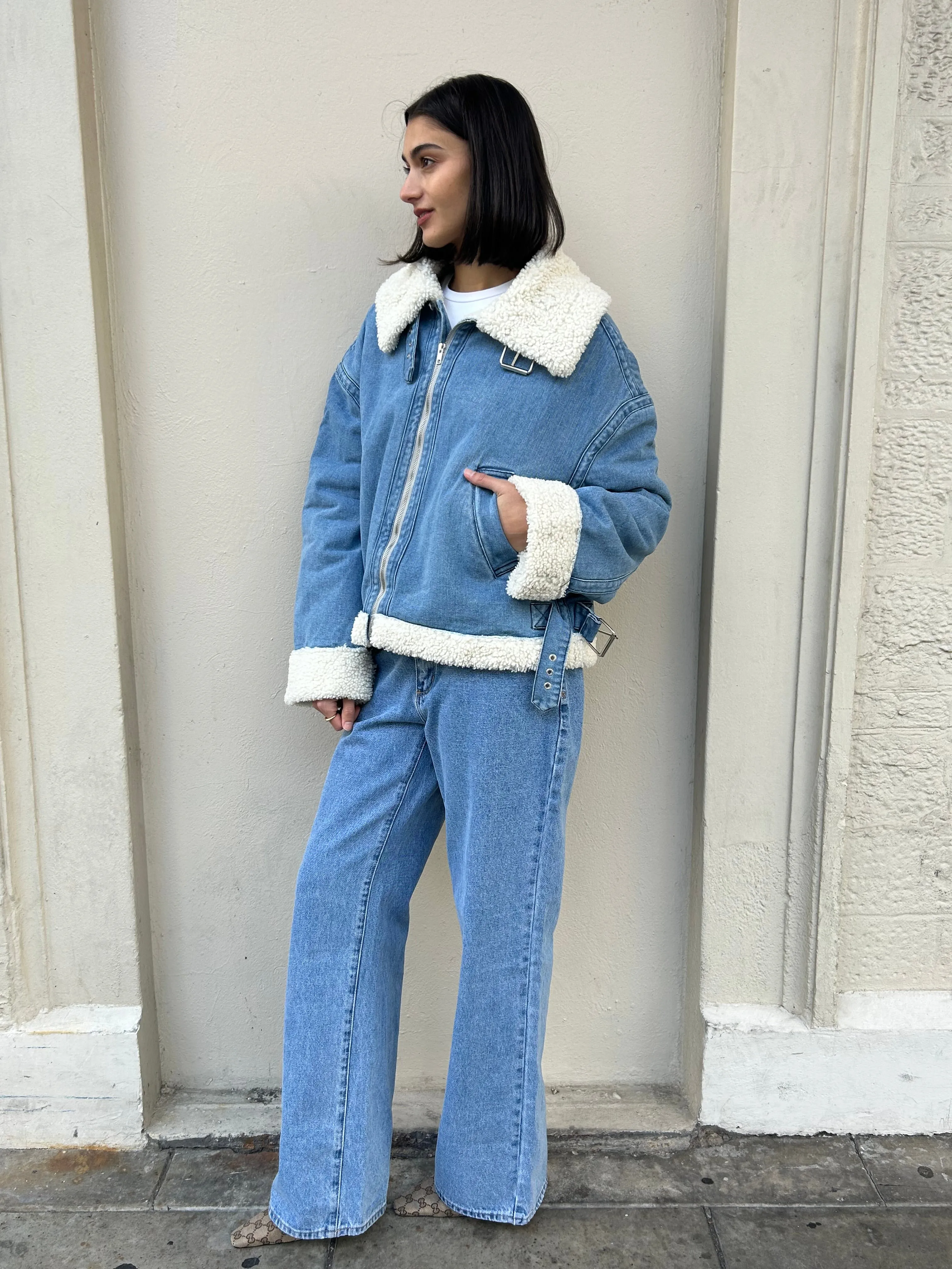 Tyra Denim Sherpa Jacket