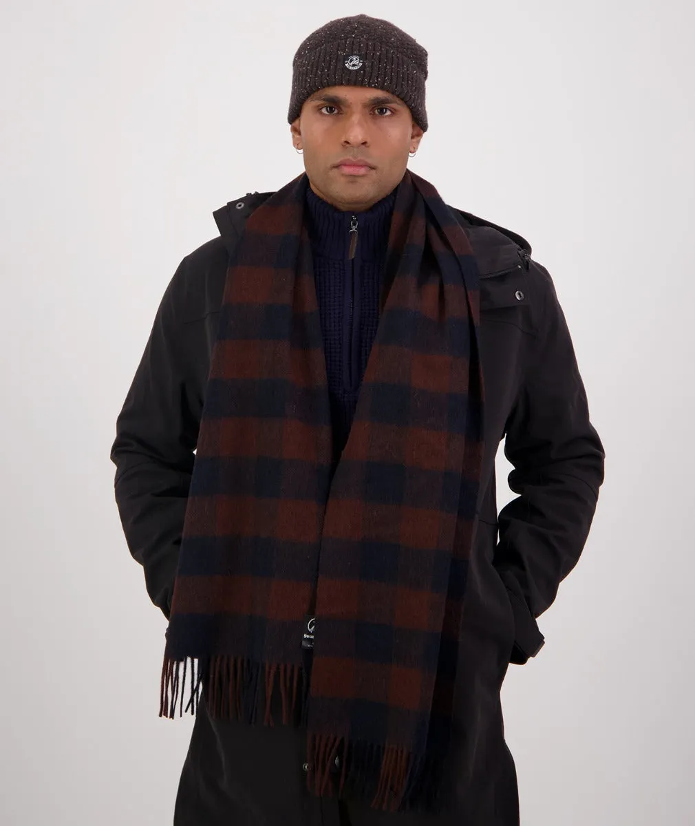 Unisex Wool Scarf - Coffee/Navy