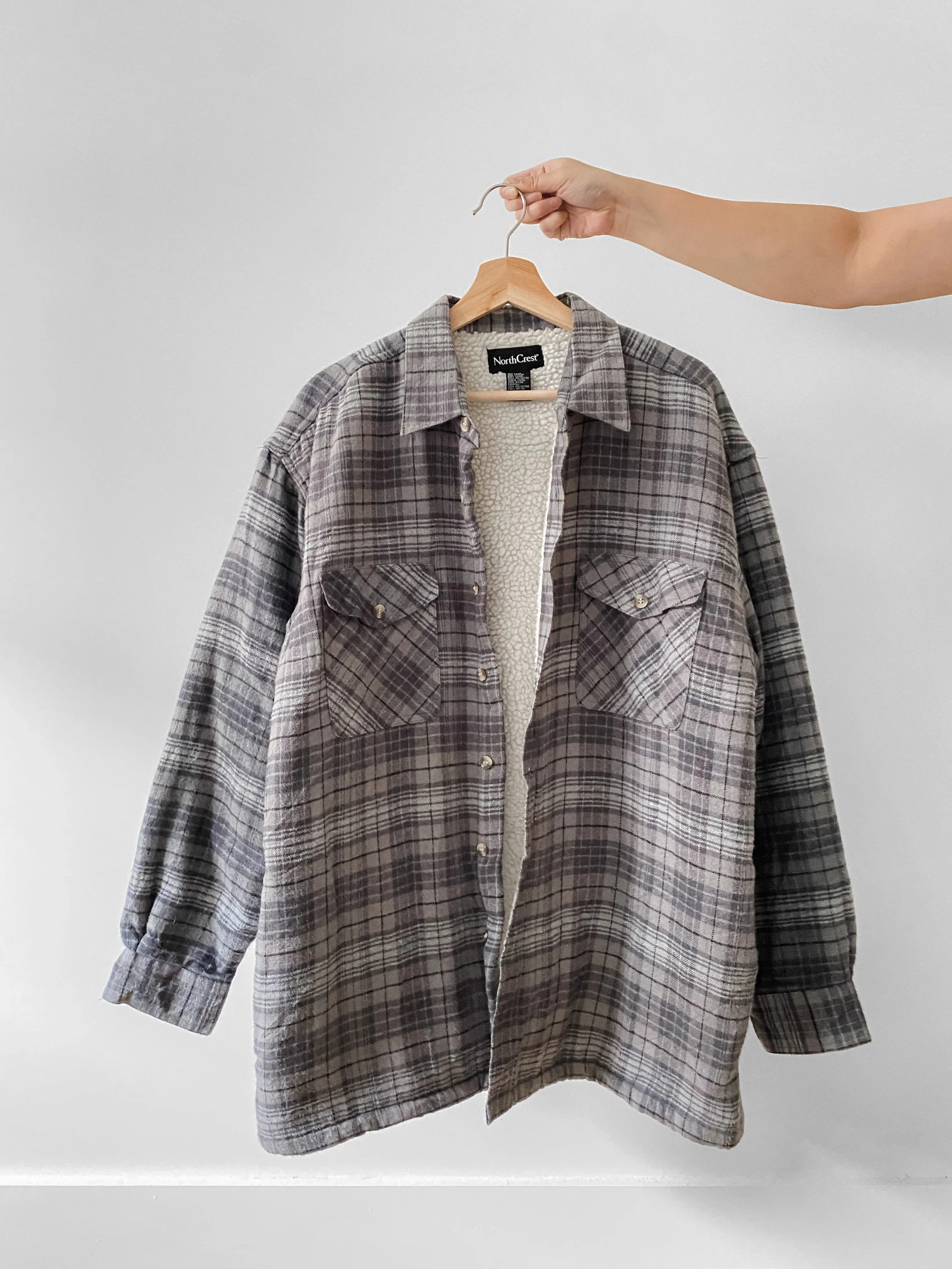 Vintage Grey Flannel Sherpa Shacket (L)