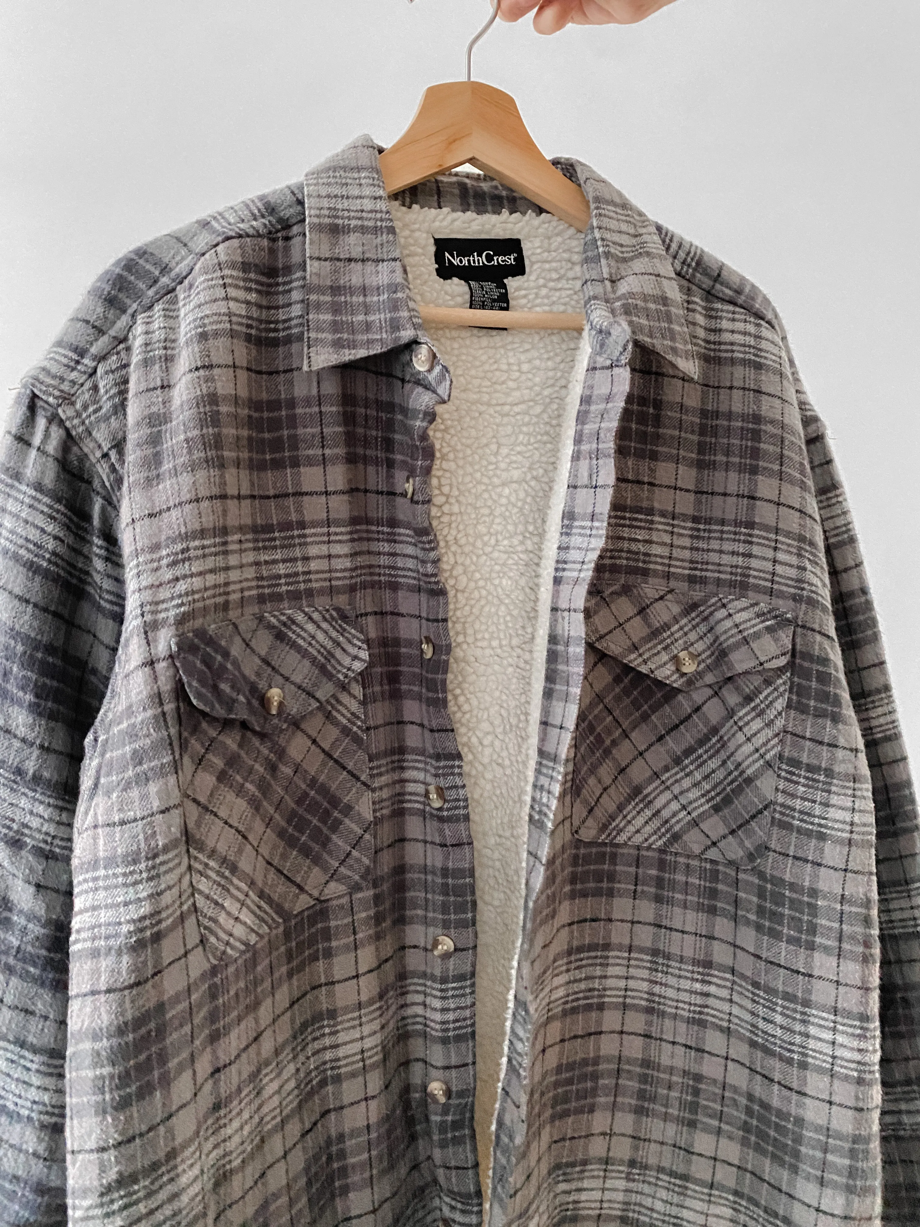 Vintage Grey Flannel Sherpa Shacket (L)