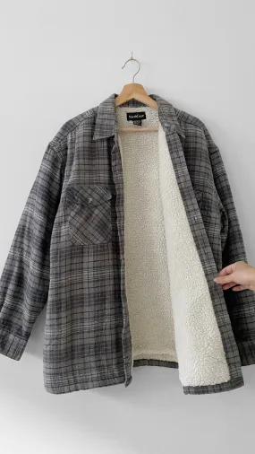 Vintage Grey Flannel Sherpa Shacket (L)