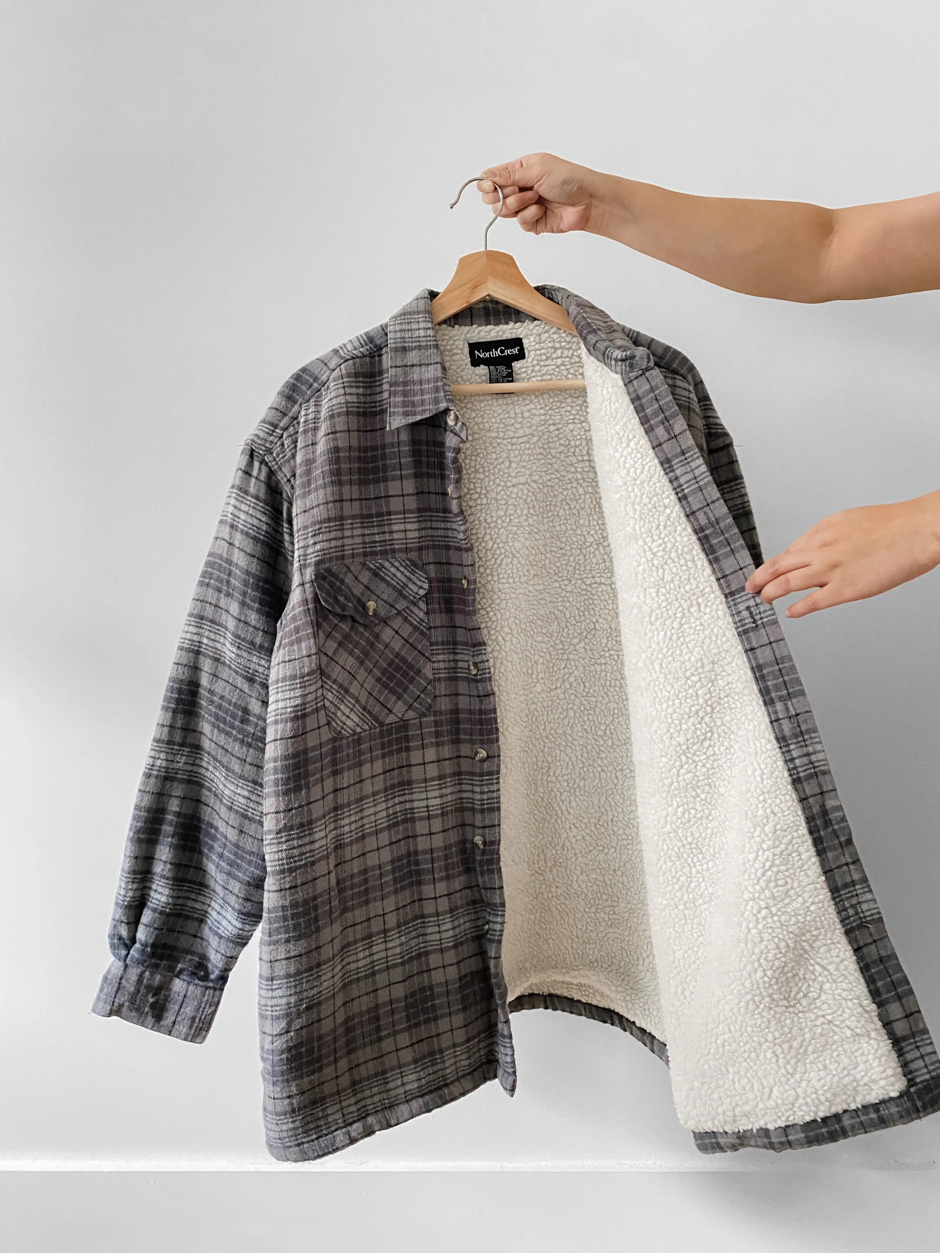 Vintage Grey Flannel Sherpa Shacket (L)