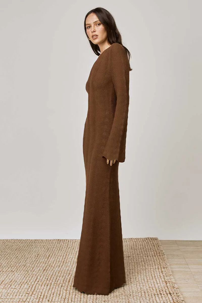 Waves Midi Dress - Mocha