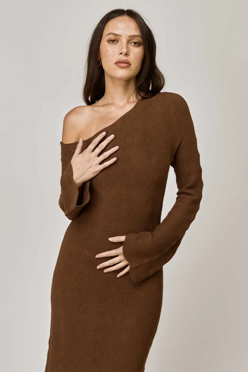 Waves Midi Dress - Mocha