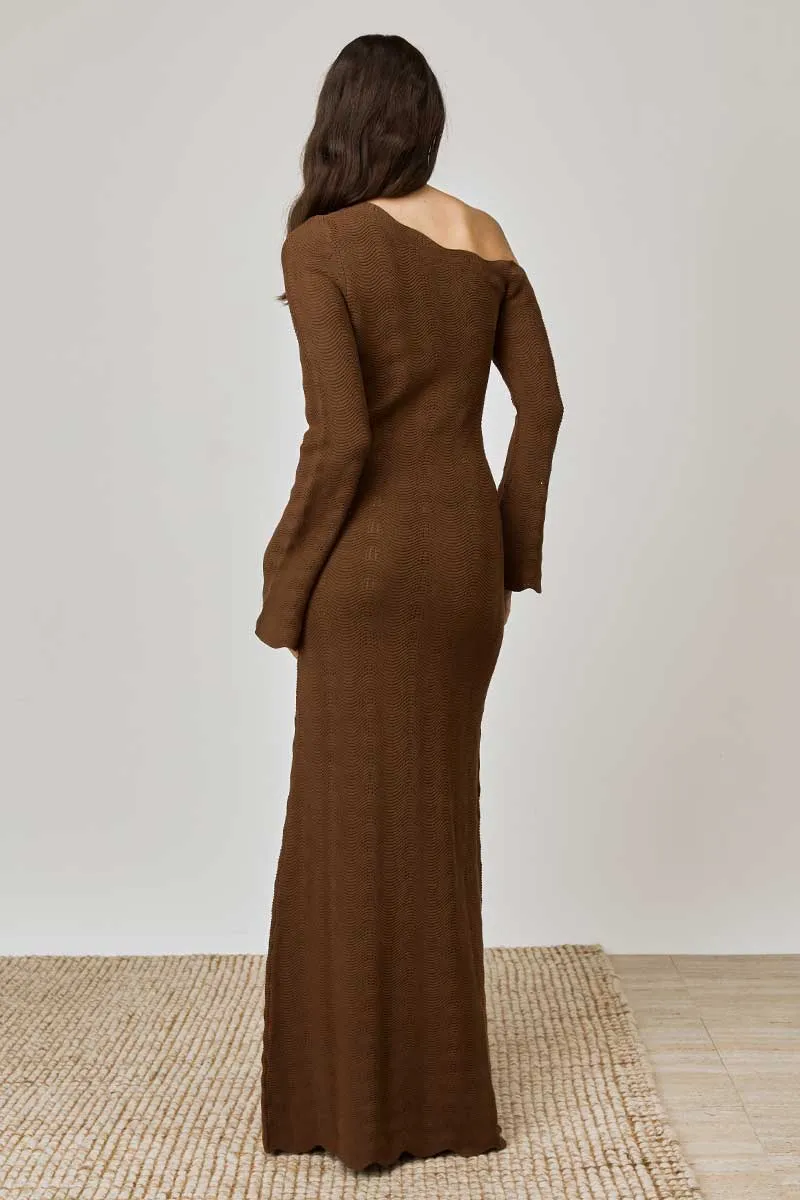 Waves Midi Dress - Mocha