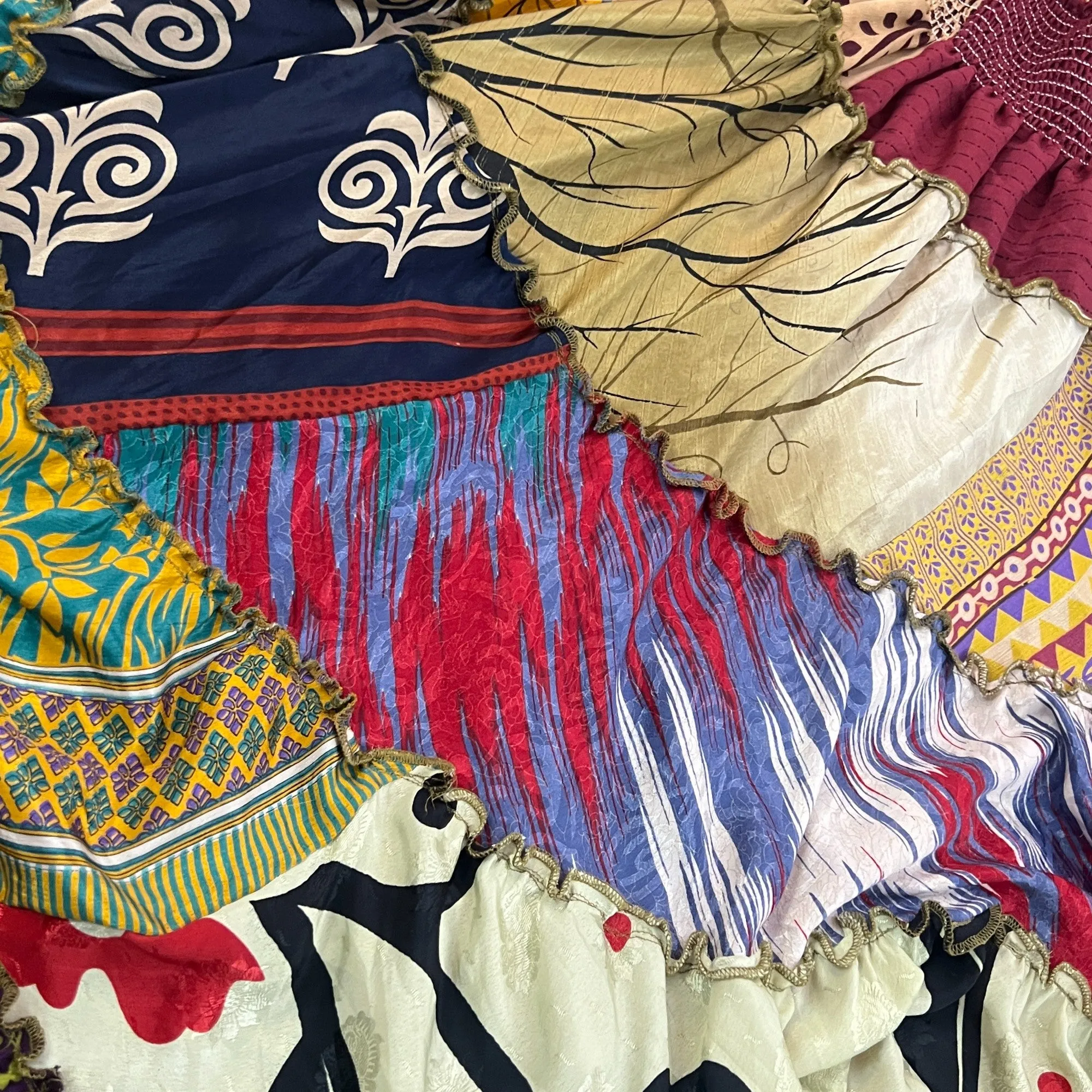 What Women Wear Colorful Art Silk Boho Maxi Skirt One Size