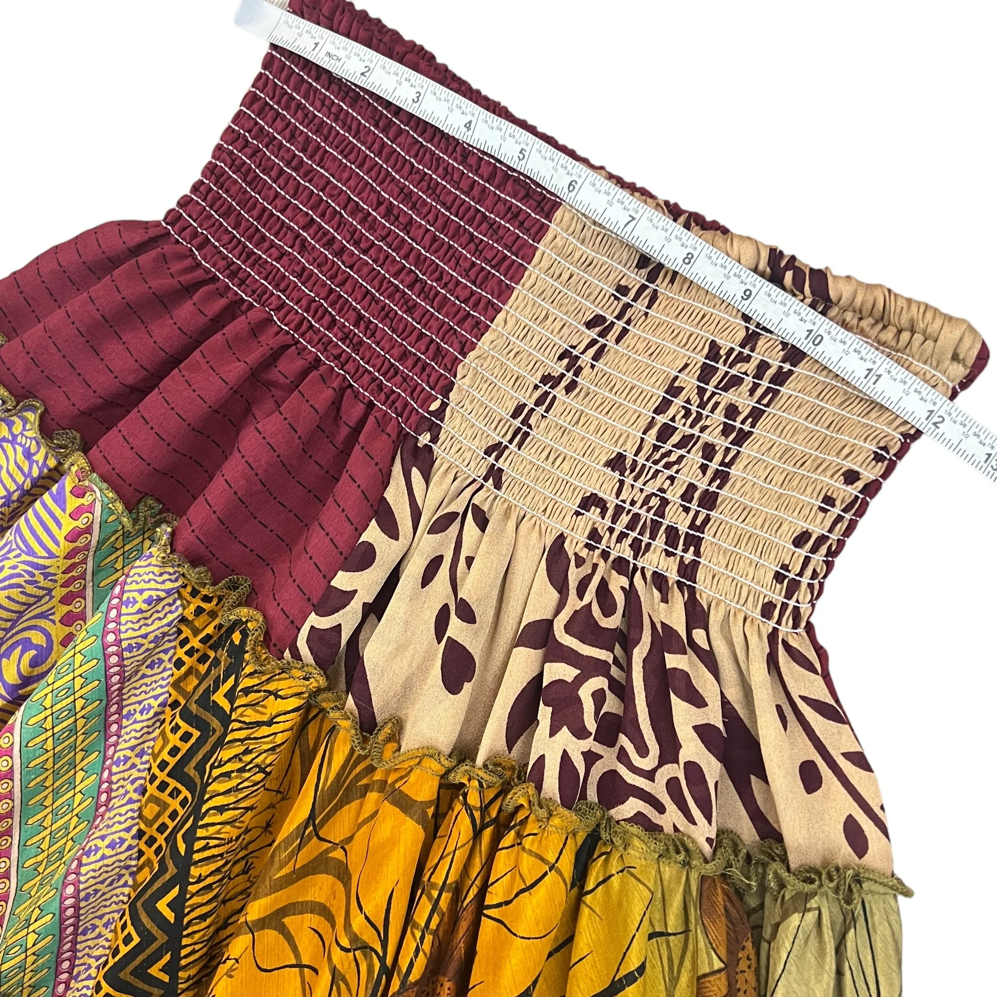 What Women Wear Colorful Art Silk Boho Maxi Skirt One Size