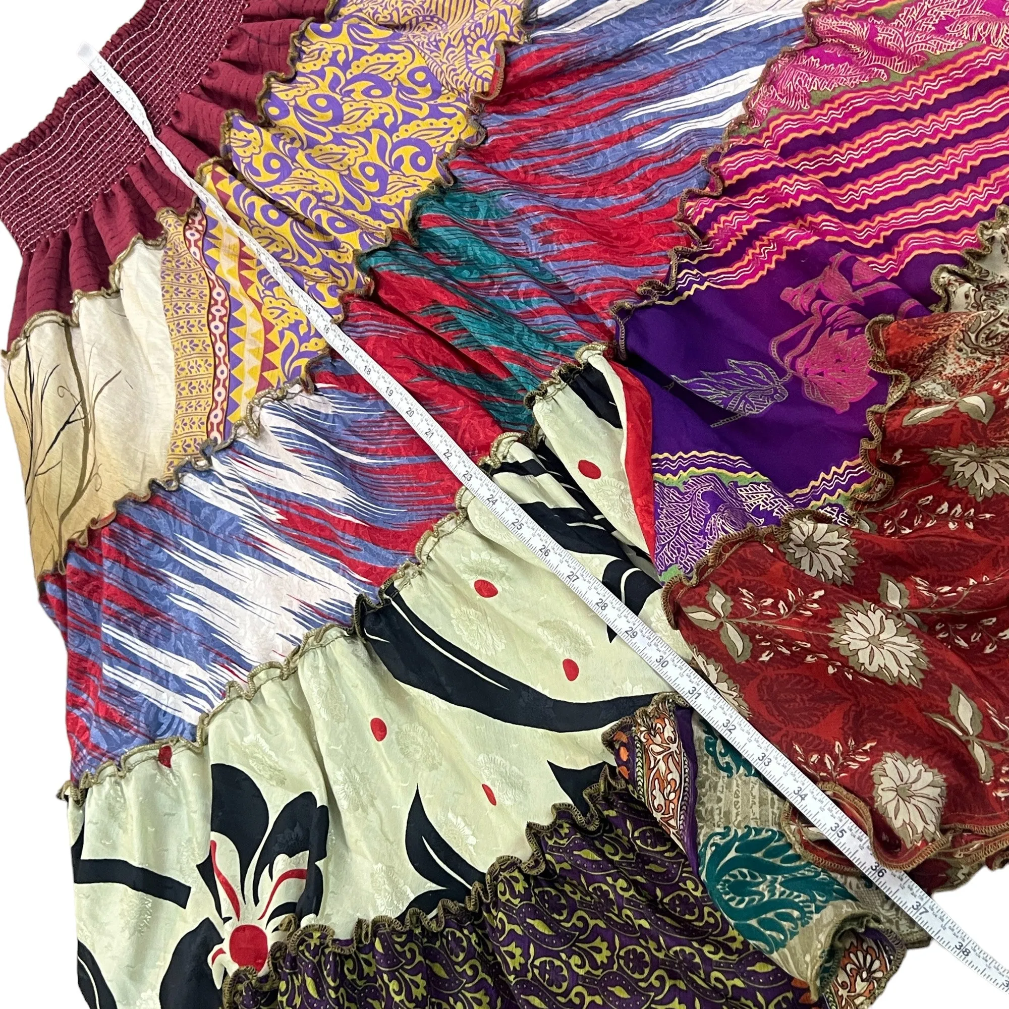 What Women Wear Colorful Art Silk Boho Maxi Skirt One Size